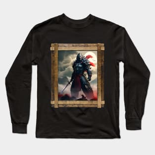 Japanese Monster Dragon Samurai Ninja Vintage Landscape Movie Artist Fan Frame Long Sleeve T-Shirt
